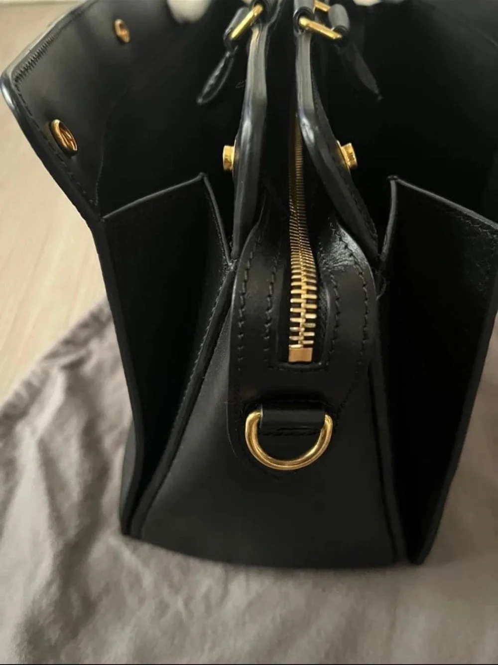 Mulberry Black Leather Satchel with Gold Hardware